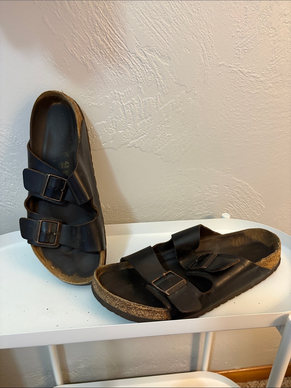Birkenstock Men's Brown Two-Strap Slides with Adjustable Buckles